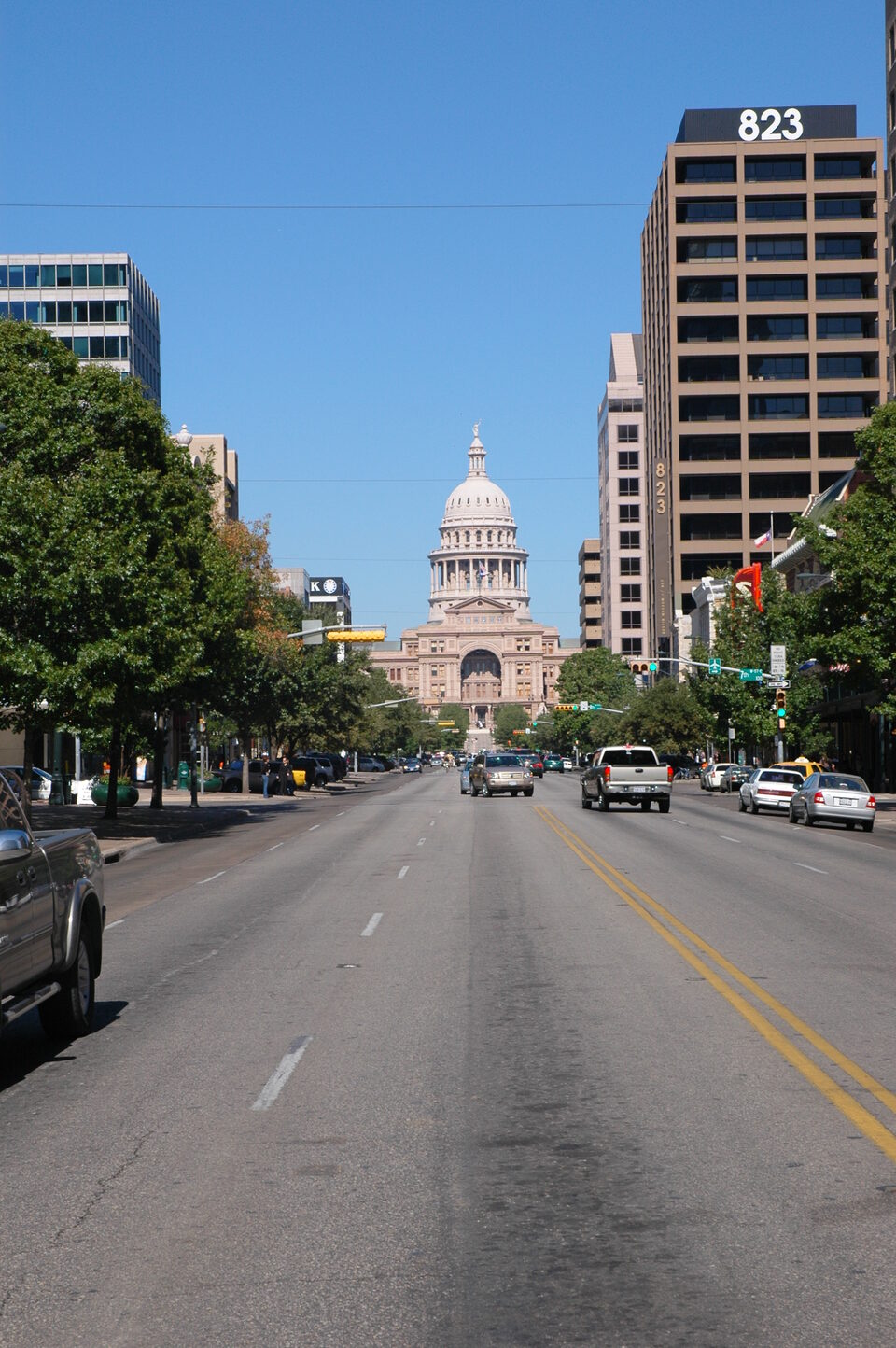 Congress Avenue in downtown Austin looking toward the Texas Capitol